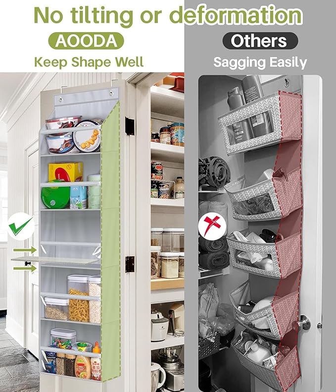 AOODA Over the Door Organizer, Large Capacity Closet Door Hanging Organizer, Clear Deep Pockets Baby Storage for Nursery, Bat