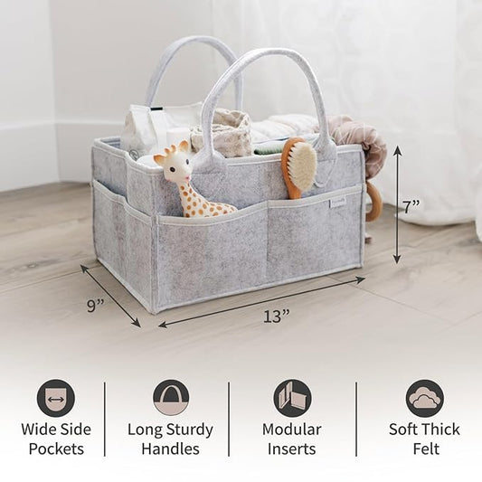 PUTSKA Baby Diaper Caddy Organizer - Nursery Storage Basket for Diaper Station, Baby Basket Shower List and Registry Gift Mus