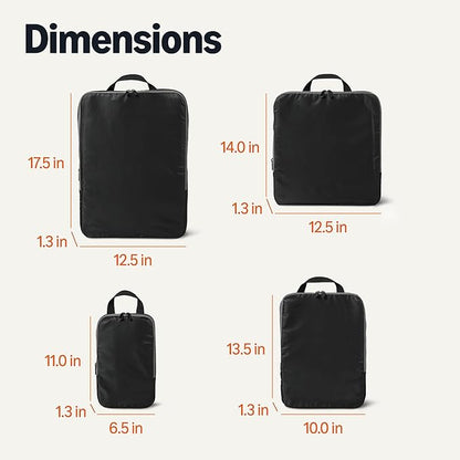 Amazon Essentials 4-Pack Ultralight Compression Packing Cubes Organizer, Black