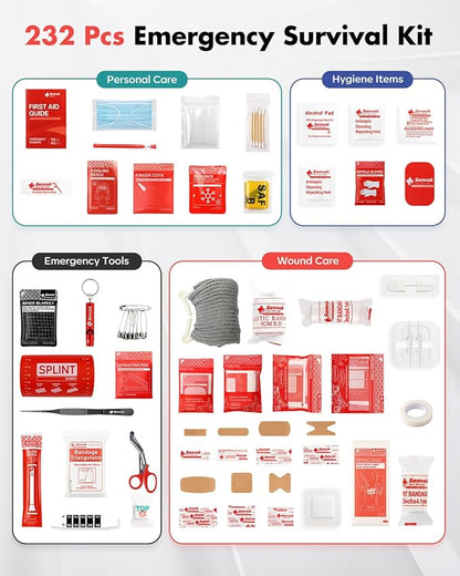 Senvok Large First Aid Kit for Car, Home & Travel - Emergency Survival Kit with Zip Stitch Wound Closure and Molle Pack Pocke