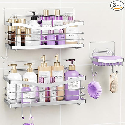 ODesign Shower Caddy 3 Pack-Shower Organizer Shelves Rack Rustproof SUS304 Stainless Steel for Bathroom Storage&Kitchen-No Dr