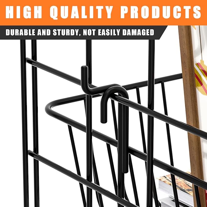 23.6" L x 11.8" D x 3.9" H - 6 pcs Black Wire Baskets for GridWall and SlatWall - Merchandiser Baskets,Grid wall Shelves Hang