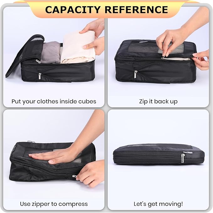 Ultralight Compression Packing Cubes Travel for Suitcases ，Compressible Mesh Packing Cubes for Travel Women Packing Organizer