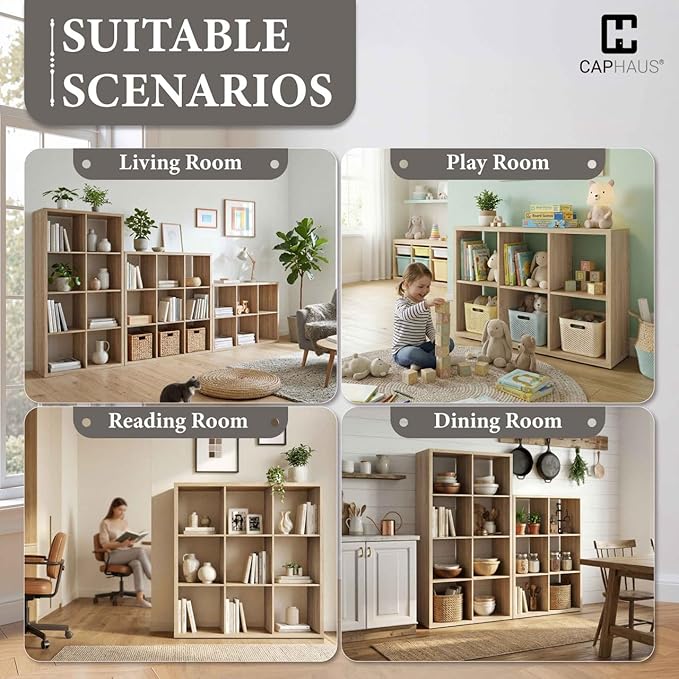 CAPHAUS Sturdy Room 13-Inch Cube Storage Organizer Shelf, with Extra Thick Exterior Edge, Open Storage Shelf Divider, Bookcas