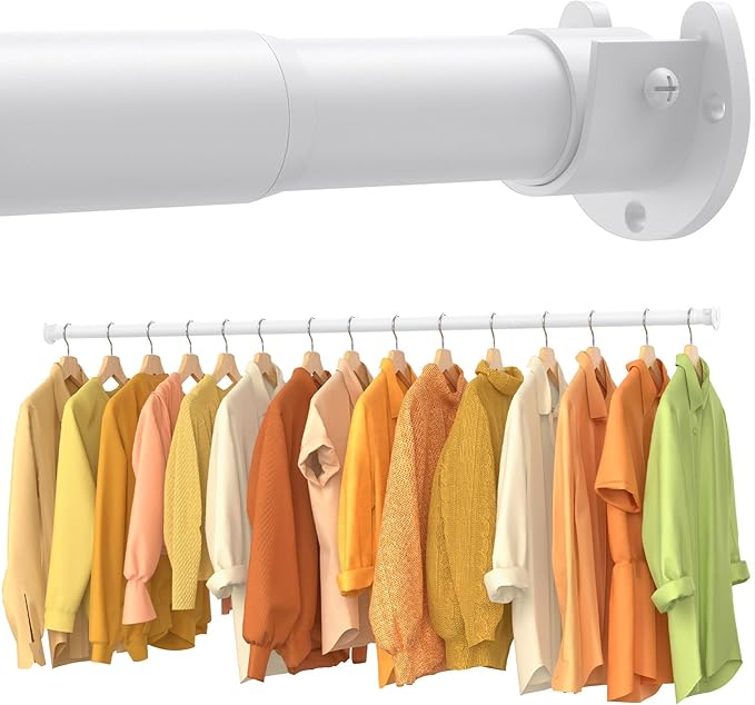 Closet Rods for Hanging Clothes, 17-39 Inch No-Cut Stepless Adjustable Closet Rod, 1.3 Inch Heavy Duty Metal Closet Hanging R