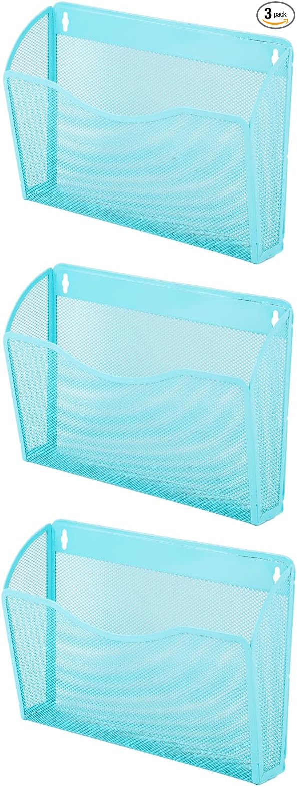 EASEPRES 3 Single Pocket Mesh Hanging File Organizer, Vertical Wall Mounted Magazine File Holder, Mount Basket Mail Paper Doc