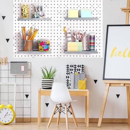 Beeveer 4 Pcs Pegboard Shelves Wall Organizer Brackets Pegboard Steel Tray Accessories Organizing Tools for Craft Garage Nurs