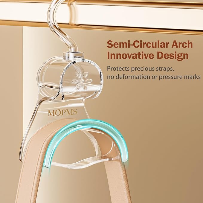 3 Pieces Clear Purse Hanger Closet, Luxury Crystal Bag Hangers Hooks with 360-Degree Rotation, Durable Handbag Backpack Purse