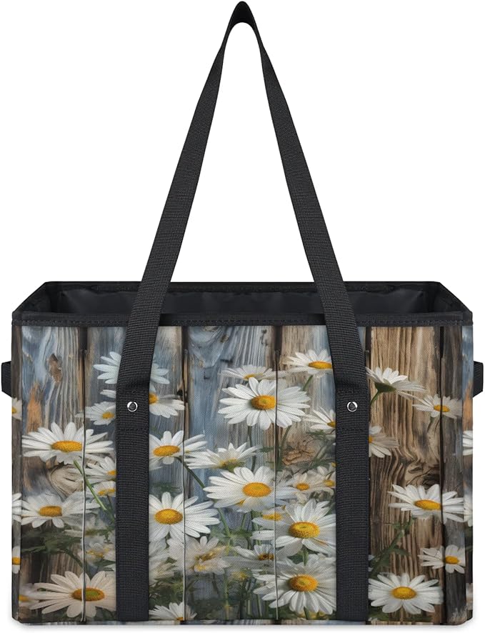 Reusable Grocery Bags Heavy Duty Shopping Bags Foldable Large Tote Bags with Long Handles & Hard Bottom