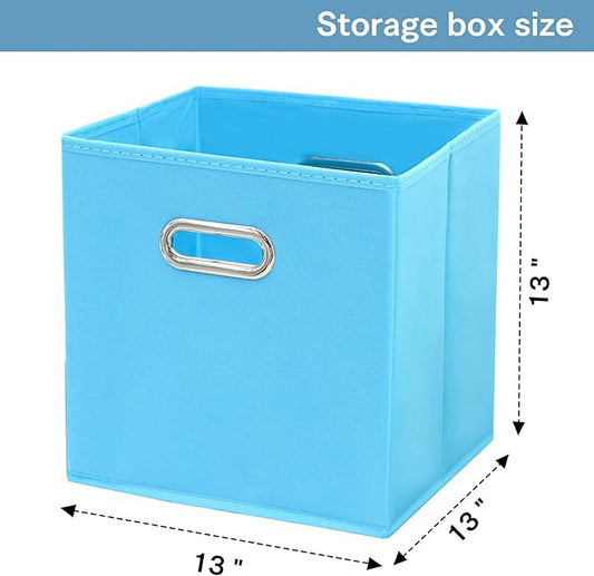 Black Fabric Cubby Storage Bins,13x13x13 Inches ,Cube Organizer Bin Foldable Storage Boxes with Dual Handles Fabric Organizer