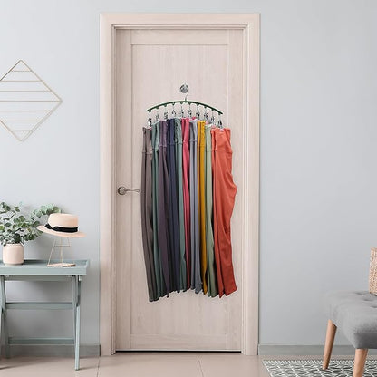 Legging Organizer for Closet, Metal Yoga Pants Hangers 4 Pack w/10 Clips Holds 40 Leggings, Space Saving Hanging Closet Organ