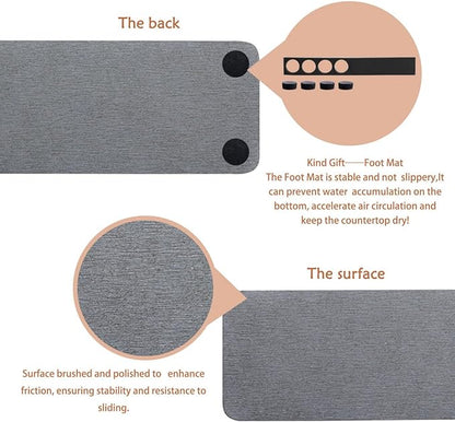 NiuYichee 2 Pcs Water Absorbing Stone Trays, Kitchen/Bathroom Sink Soap Dish, Diatomite Tray Used for Hand Soap & Cosmetic Bo