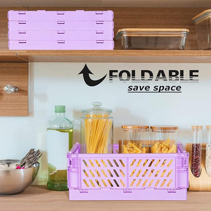 Tixill 2-Pack Mini Foldable Plastic Baskets for Organizing and Storage, Collapsible Storage Crate for Home Kitchen Bedroom Ba