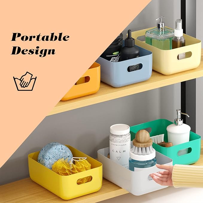 OWill 12 PCS Plastic Storage Bins and Baskets for Efficient Home Classroom Organization Small Containers in Multicolour for K