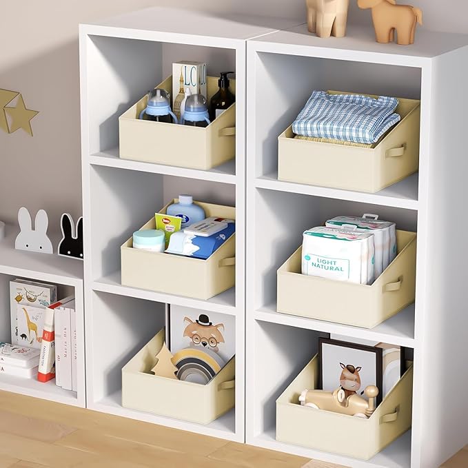 DIMJ Closet Storage Bins - Fabric Storage Baskets for Shelves, Collapsible Closet Organizers and Storage with Handles, Trapez