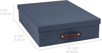 Bigso Oskar Canvas Fiberboard Document Letter Box - File Organizer Box for Important Paperwork - Document Storage with a Lid 