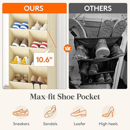 Lifewit 6 Tier Over the Door Shoe Organizer with 11 Large Deep Pockets, Fabric Hanging Shoes Shelf for Closet, Dorm Storage, 