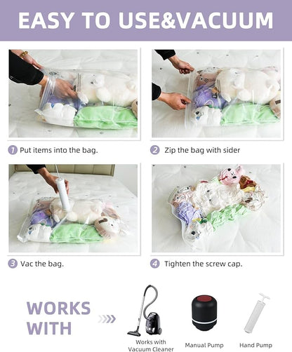 Vacuum Storage Bags for moving, Vacuum Seal Bags for Memory Foam, Latex, Clothing & Bedding, Space Saver Bags for Organizatio