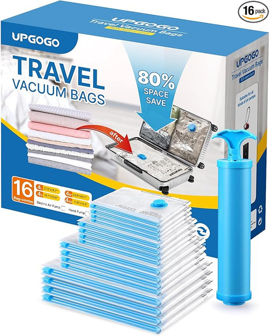 UPGOGO Vacuum Bags for Travel, Space Saver Vacuum Storage Combo (16 Pack)