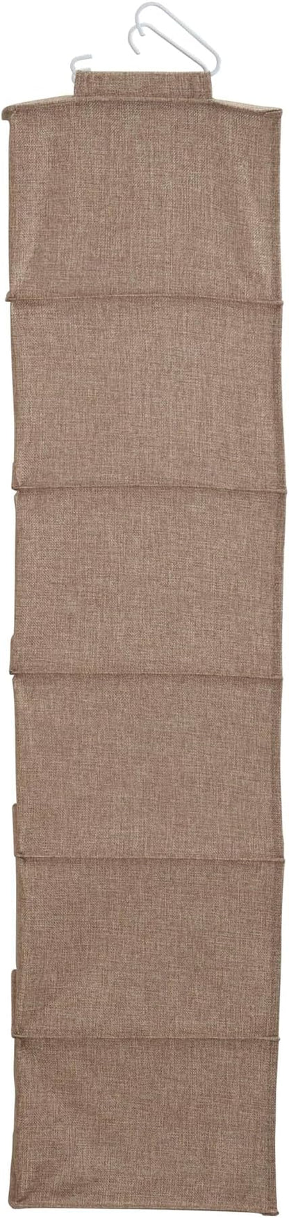 Household Essentials 6 Shelf Hanging Closet Organizer, Hanging Closet Shelf, Fabric Poly Linen and PEVA Shelving