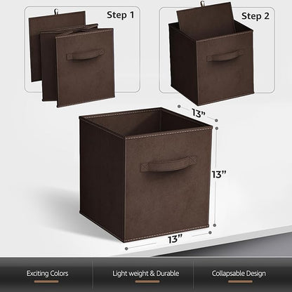 Sorbus 13 Inch Storage Bins - Sturdy Collapsible Fabric Storage Cubes with Handle - 8 Foldable Baskets for Organizing Clothes