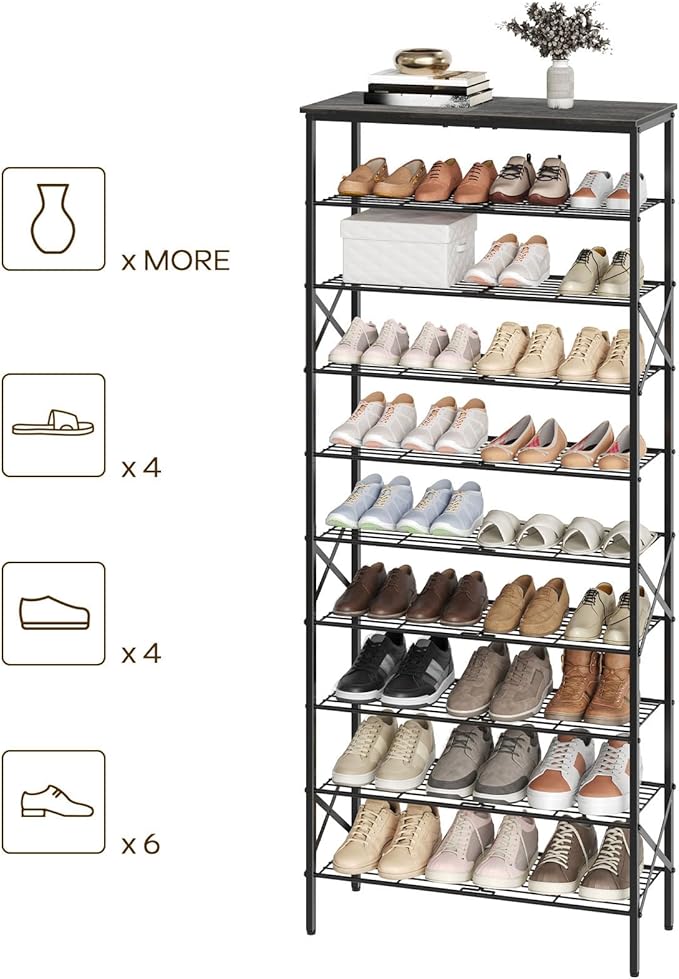 YATINEY 10 Tier Shoe Rack, Large Capacity Shoe Storage Organizer Holds 40 Pairs, Sturdy and Stable, for Entryway, Hallway, Cl