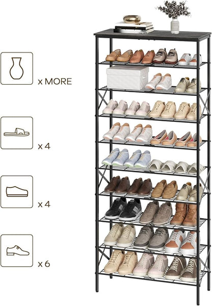 YATINEY 10 Tier Shoe Rack, Large Capacity Shoe Storage Organizer Holds 40 Pairs, Sturdy and Stable, for Entryway, Hallway, Cl