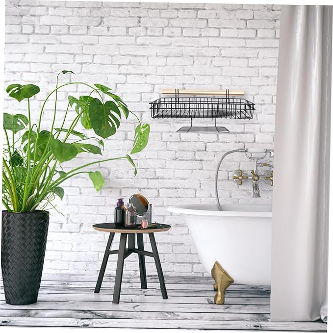 2pcs Metal Wire Wall Mount Baskets Grid Wall Storage Basket for Office Kitchen Bathroom