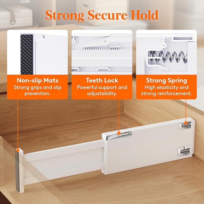 Lifewit 5" Tall 5 Pack Deep Drawer Divider, 11.5-18.5" Expandable Drawer Divider for Clothes with 8 Pack Drawer Dividers 4" H