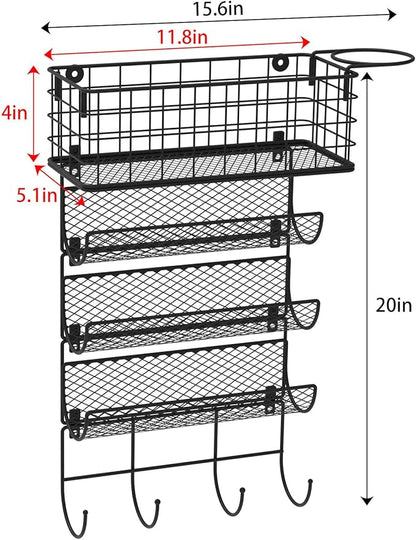 Wall-Mounted Hair Dryer Holder Styling Tool Organizer 4-Shelf Storage Wire Basket with Hook Heat Safe Rack for Hair-Straighte