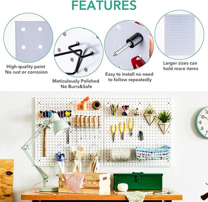 2 Pcs Pegboard, Metal Pegboard Wall Panels - Pegboard Wall Organizer System - Peg Boards for Walls, Small Peg Board Tool Stor
