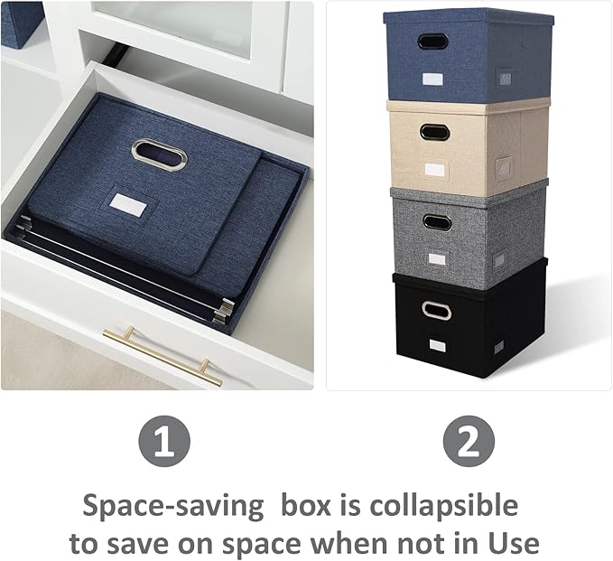 File Organizer Collapsible Storage Box for Office File Box with Lids Document Organizer for Office and Home Easy Slide Durabl