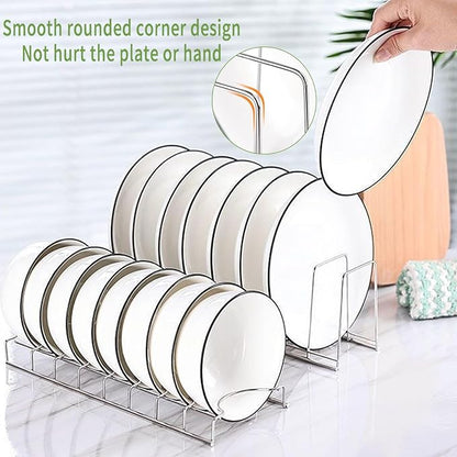 4 Pack Pot Lid Organizer for Cabinet with Plate Drying Rack, Stainless Steel Pot Lid Holder for Kitchen, Small Dish Drainer, Serving Trays Container, Counter Storage Shelf for Pans Pots Cutting Boards