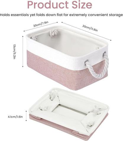 Storage Baskets for Shelves 11.8x7.9x5.2 Inch, Foldable Fabric Storage Bins with Handles, Small Storage Baskets for Organizin
