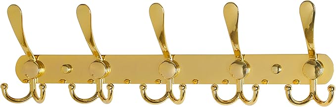 Dseap Coat Rack Wall Mounted - 5 Tri Hooks, Heavy Duty, Stainless Steel, Metal Coat Hook Rail for Coat Hat Towel Purse Robes 