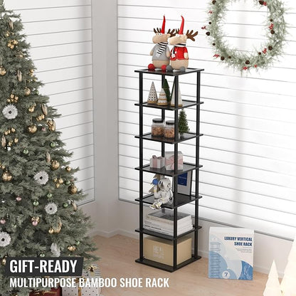MHXW SXPN Bamboo Free Standing Shoe Rack Shelf Multi Tier Tall Wooden Stackable Shoes Rack Organizer for Closet Front Door En