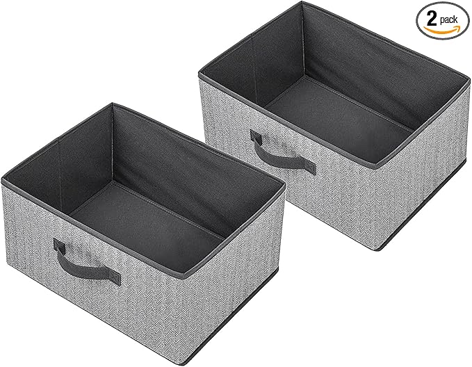 Storage Baskets, 15.7 Inch Woven Fabric Bins, Storage Cubes with Reinforced Handles, Organizer Bins for Closet Shelves, Folda