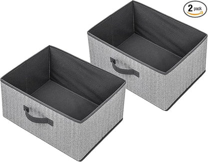 Storage Baskets, 15.7 Inch Woven Fabric Bins, Storage Cubes with Reinforced Handles, Organizer Bins for Closet Shelves, Folda