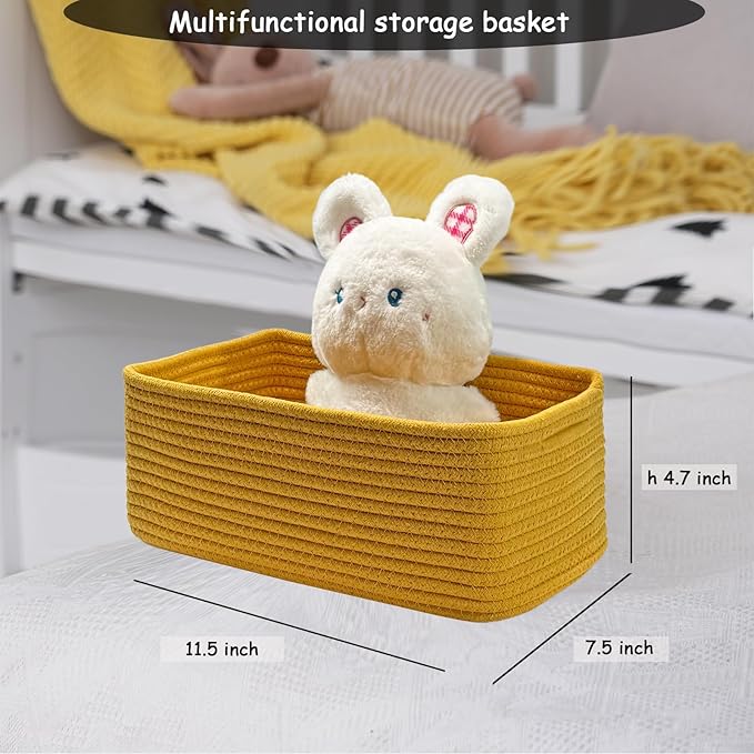 COMFY-HOMI 11.5"x7.5"x4.7" Storage Baskets for Organizing | Cotton Rope Woven Basket | Toy Storage Bin Box | Basket for Shelv
