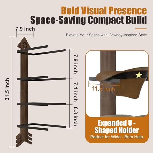 Cowboy Hat Rack -Cowboy hat holder for wall With Heavy- Organize and Display Your Hats with Ease, Wall Mounted Hat Hanger Wes