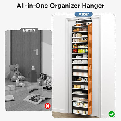Mefirt Over The Door Organizer, 8 Shelf Door Hanging Organizers with 8 Large Capacity Pockets, Back of Door Organizer Storage