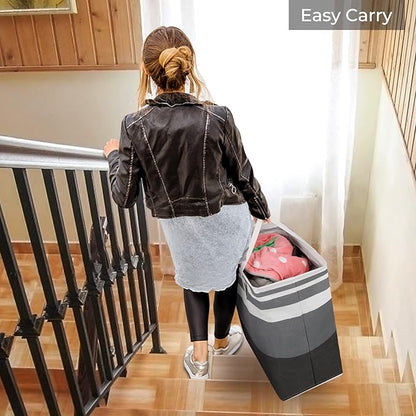 HomeHacks Laundry Basket,100L Each Waterproof, Freestanding Laundry Hamper, Collapsible Tall Clothes Hamper with Extended Han