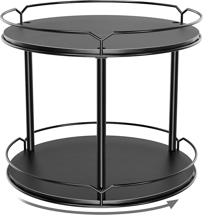 Spice Rack, Set of 2 Lazy Susan Organizer, 2-Tier Turntable Organizer, Rotating Spice Rack Organizer for Cabinet, Compact and