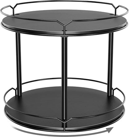 Spice Rack, Set of 2 Lazy Susan Organizer, 2-Tier Turntable Organizer, Rotating Spice Rack Organizer for Cabinet, Compact and