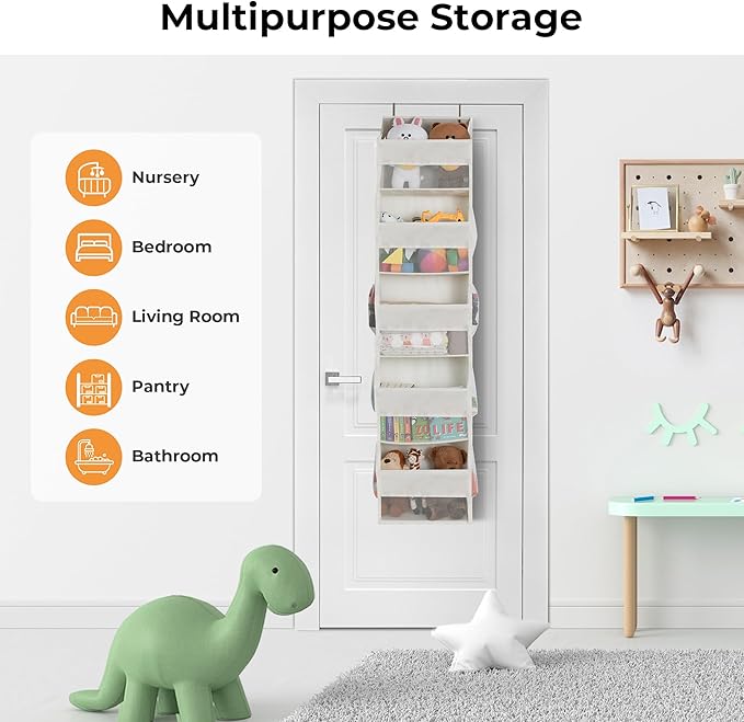 GRANNY SAYS Over the Door Organizer, 5-Shelf Behind the Door Storage with 8 Pockets and Clear Window, Anti Tilt 45lb Large Ca