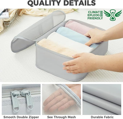 BAGAIL 9 Set Packing Cubes with Packing List Luggage Packing Organizers for Travel Accessories (Light Grey)