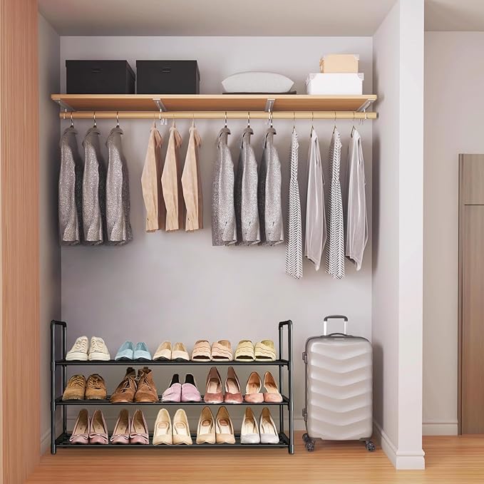 Shoe Rack - Metal Shoe Rack Organizer - Stackable Shoe Storage Shelf for Entryway, Closet, Bathroom 30cm(D) x 92cm(W) x 55cm(