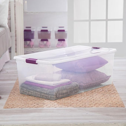 Sterilite 16-Pack 110 Quart ClearView Latch Box, Stackable Organizer Bins with Latching Lids - Clear Plastic Organization Con