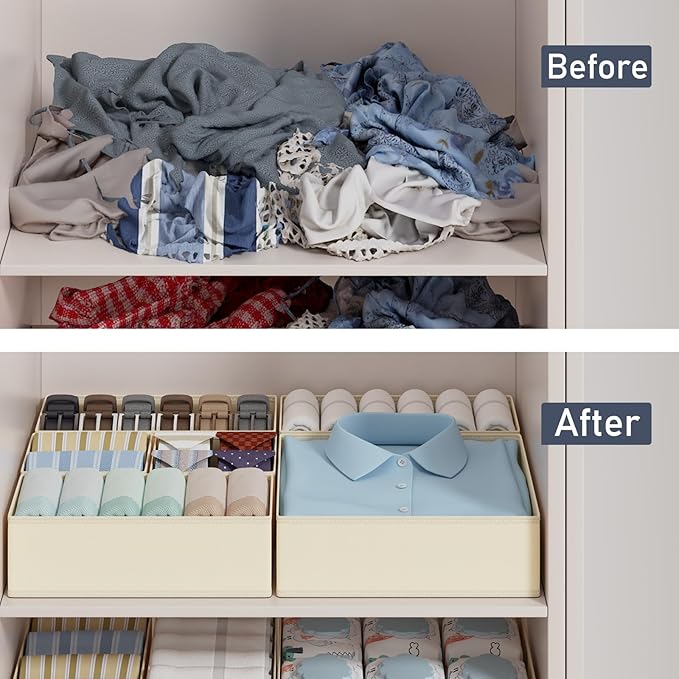 DIMJ Drawer Organizer Clothes, 20 Pack Dresser Organizer, Foldable Closet Organizers and Storage, Fabric Dresser Bins, Drawer