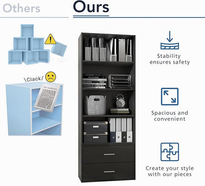 Homes: Inside + Out Apexa 3-Tier Cube Storage Organizer Shelves, Stackable Wood Bookcase Fits Cubby Bins for Organization, Do
